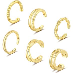 ZOERAY 6 قطع من أقراط الأذن للنساء مطلية بالذهب عيار 14 قيراط بدون ثقب الأذن ومشابك الغضروف أقراط وهمية للفتيات المراهقات هدايا عيد الحب أقراط هدية in Kuwait