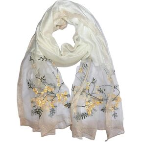 VENVSBEE شالات وأغطية الباشمينا النسائية لفستان السهرة وشاح حريري مطرز كبير شالات شفافة لتغطية الصيف والخريف in Kuwait