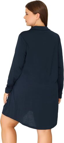 قميص نوم Agnes Orinda مقاس كبير للنساء بأكمام طويلة وأزرار سفلية ثوب نوم ورقبة على شكل حرف v ملابس نوم فستان بيجامة in Kuwait