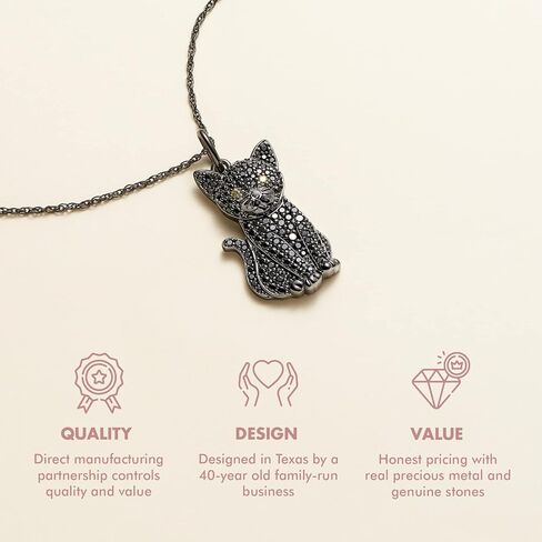 Valentines Day Gifts for Her - SCAMPER & CO Cat Necklace for Women, Genuine Cubic Zirconia Kitten Pendant Charm, Jewelry Gift for Cat Lovers, Premium Sterling Silver Chain with Secure Claw Clasp, 18 inch with 2 inch extender in Saudi Arabia
