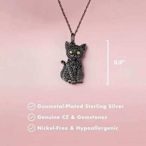 Valentines Day Gifts for Her - SCAMPER & CO Cat Necklace for Women, Genuine Cubic Zirconia Kitten Pendant Charm, Jewelry Gift for Cat Lovers, Premium Sterling Silver Chain with Secure Claw Clasp, 18 inch with 2 inch extender in Saudi Arabia