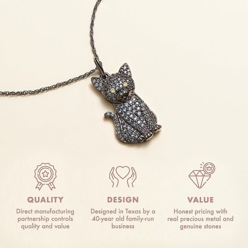 Valentines Day Gifts for Her - SCAMPER & CO Cat Necklace for Women, Genuine Cubic Zirconia Kitten Pendant Charm, Jewelry Gift for Cat Lovers, Premium Sterling Silver Chain with Secure Claw Clasp, 18 inch with 2 inch extender in Saudi Arabia