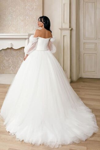 Passat Crystal Bridal Sleeve Detachable Puff Sleeves For Wedding Dress Point D'Esprit Tulle Removable Sleeves For Bride New in Kuwait