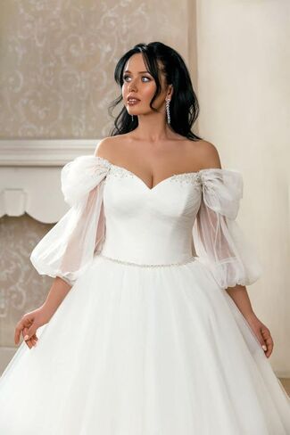 Passat Crystal Bridal Sleeve Detachable Puff Sleeves For Wedding Dress Point D'Esprit Tulle Removable Sleeves For Bride New in Kuwait