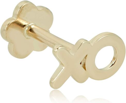AVORA 14K Gold XO Cartilage Piercing Flat Back Earring Body Jewelry (18 Gauge) in Saudi Arabia