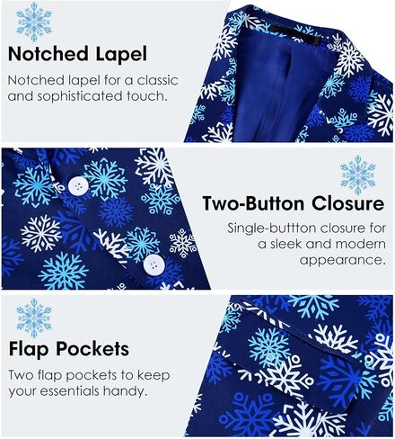 بدلة سترة عيد الميلاد للرجال من uideazone سترة سهرة مطبوعة ثلاثية الأبعاد معطف رياضي لحفلات عيد الميلاد مع ربطة عنق للعشاء والحفلات الراقصة والزفاف in Kuwait