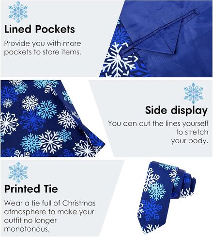 بدلة سترة عيد الميلاد للرجال من uideazone سترة سهرة مطبوعة ثلاثية الأبعاد معطف رياضي لحفلات عيد الميلاد مع ربطة عنق للعشاء والحفلات الراقصة والزفاف in Kuwait