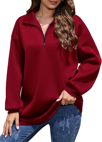 Amoretu Womens Sweatshirts Oversized Half Zip Long Sleeve Pullover in Saudi Arabia