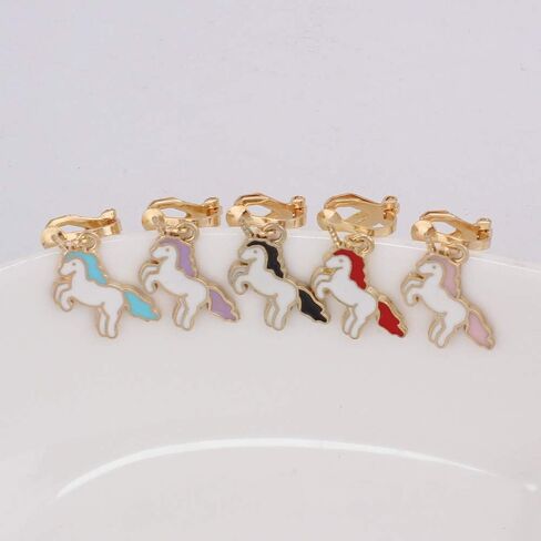 HAPPYAN Fashion Cute Unicorn Shape Clip on Earrings Charm Jewelry Accessory in Kuwait