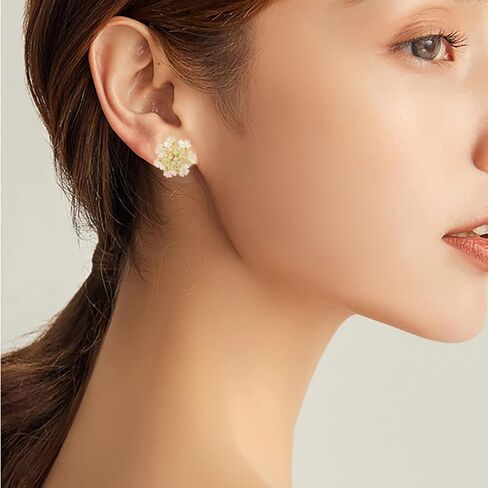 YOQUCOL زهرة ندفة الثلج شكل زركونيا قذائف الكريستال الذهبي كليب على الأقراط غير مثقوب مسمار للنساء الفتيات in Kuwait