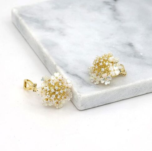 YOQUCOL زهرة ندفة الثلج شكل زركونيا قذائف الكريستال الذهبي كليب على الأقراط غير مثقوب مسمار للنساء الفتيات in Kuwait