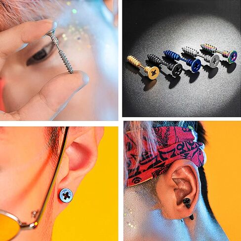 سايليميو 10 أزواج 16G الفولاذ المقاوم للصدأ الرجال للجنسين الأقراط مسمار الشرير القوطي الهيب هوب نمط سبايك الصليب المسامير سلامة دبوس هوب أقراط مجموعة مجوهرات الأذن in Kuwait