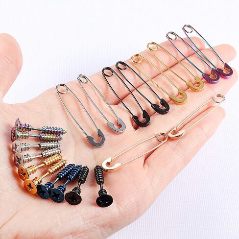 سايليميو 10 أزواج 16G الفولاذ المقاوم للصدأ الرجال للجنسين الأقراط مسمار الشرير القوطي الهيب هوب نمط سبايك الصليب المسامير سلامة دبوس هوب أقراط مجموعة مجوهرات الأذن in Kuwait