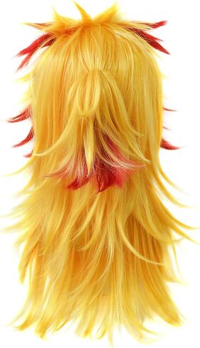 C-ZOFEK Japanese Anime Rengoku Cosplay Wig with Clip Gradient Gold Red Hair for Halloween (gold) in Saudi Arabia