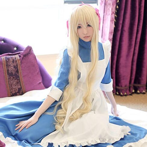 (Light Blonde) - Angelaicos Women's Braids Prestyled Party Costume Cosplay Wigs Long Light Blonde in Kuwait