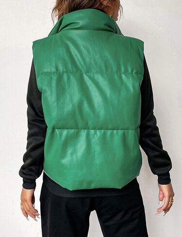 تانمينج سترة شتوية منتفخة من الجلد الصناعي للنساء خفيفة الوزن بسحاب وياقة واقفة in Kuwait