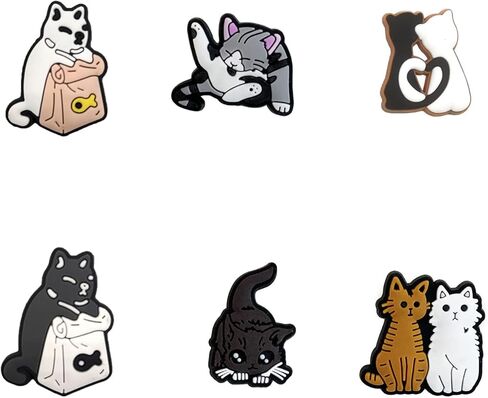 20 قطعة من تعليقات احذية القطط اللطيفة غير المتكررة على شكل قطة كرتونية على شكل قطة حيوانات اليفة، زينة احذية من بلاستيك PVC لتزيين الاحذية وسوار المعصم والقباقيب والصنادل للاطفال والبالغين in Kuwait