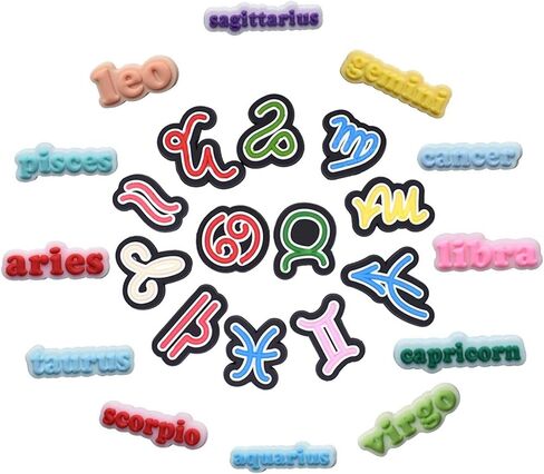 24 قطعة من سحر أحذية زودياك للأطفال والكبار - برج الحمل الثور الجوزاء السرطان الأسد العذراء الميزان العقرب القوس الجدي الدلو الحوت ديكور دبوس PVC لشرائح الفقاعات والقباقيب in Kuwait