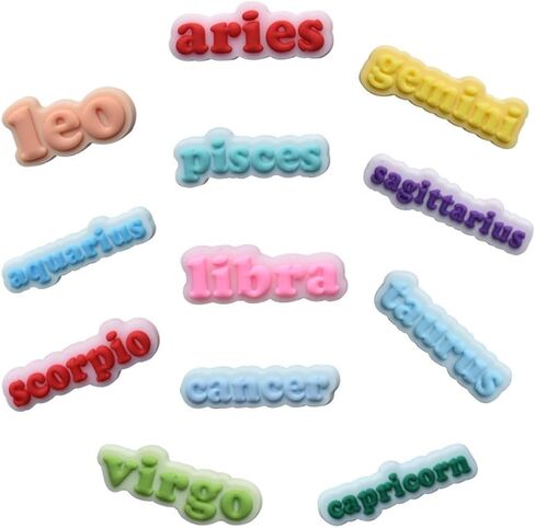 24 قطعة من سحر أحذية زودياك للأطفال والكبار - برج الحمل الثور الجوزاء السرطان الأسد العذراء الميزان العقرب القوس الجدي الدلو الحوت ديكور دبوس PVC لشرائح الفقاعات والقباقيب in Kuwait
