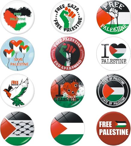 12 Pack Free Palestine Button Pin Palestine Free Flag Pattern Brooch Supports Palestine for Men Women in Kuwait