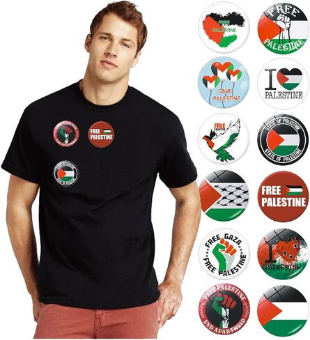 12 Pack Free Palestine Button Pin Palestine Free Flag Pattern Brooch Supports Palestine for Men Women in Kuwait