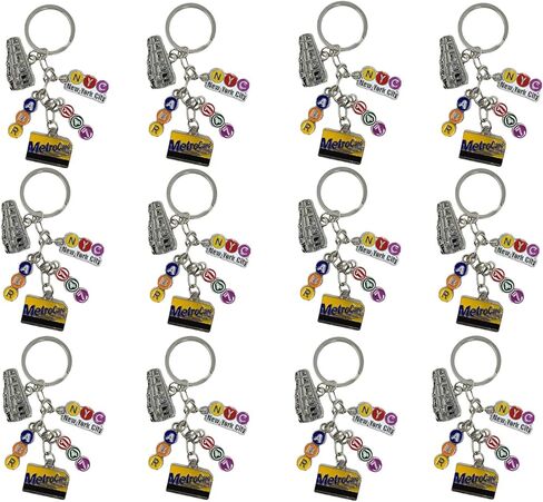 TSY TOOL 12 قطعة MTA معدنية لمترو أنفاق مدينة نيويورك سلسلة مفاتيح 5 ساحرة، محطة قطار بطاقة مترو NYC سلسلة مفاتيح تذكارية in Kuwait