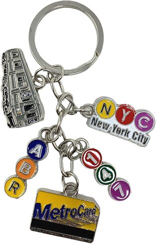TSY TOOL 12 قطعة MTA معدنية لمترو أنفاق مدينة نيويورك سلسلة مفاتيح 5 ساحرة، محطة قطار بطاقة مترو NYC سلسلة مفاتيح تذكارية in Kuwait