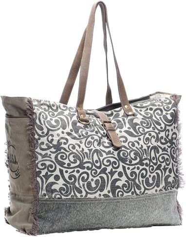 Myra Bag Floral Upcycled Canvas & Cowhide Weekender Bag S-1142 in Saudi Arabia