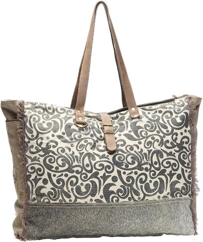 Myra Bag Floral Upcycled Canvas & Cowhide Weekender Bag S-1142 in Saudi Arabia