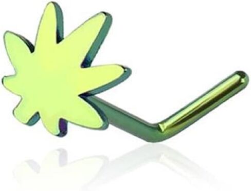 Body Accentz Nose Ring Stud Cannabis Marijuana Pot Leaf Shape 316L Surgical Steel L Shape in Saudi Arabia