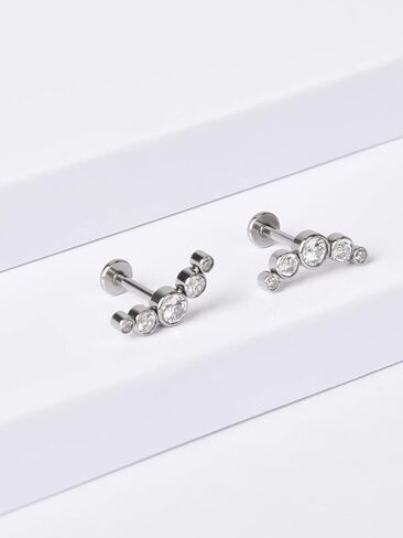 مجموعة أقراط الغضروف 16 جرام من CANDYFANCY للنساء، مجموعة أقراط حلزونية من الفولاذ المقاوم للصدأ بظهر مسطح إلى الأمام من Tragus Daith Rook Conch غضروف ثقب المجوهرات in Kuwait