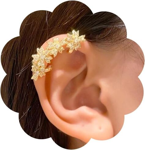 Elegant Floral Cluster Ear Cuffs Classic Rhinestone Flower Crawler Fake Earrings Sparkle Crystal Climbers Cuff Earrings Cartilage Ear Wrap Non Piercing Earrings for Wedding Bridal in Saudi Arabia