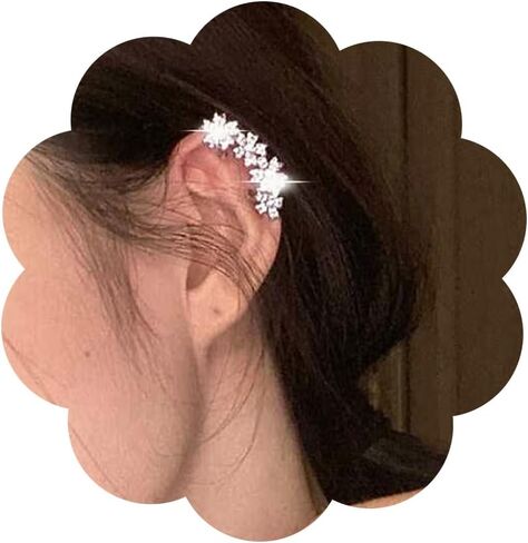 Elegant Floral Cluster Ear Cuffs Classic Rhinestone Flower Crawler Fake Earrings Sparkle Crystal Climbers Cuff Earrings Cartilage Ear Wrap Non Piercing Earrings for Wedding Bridal in Saudi Arabia