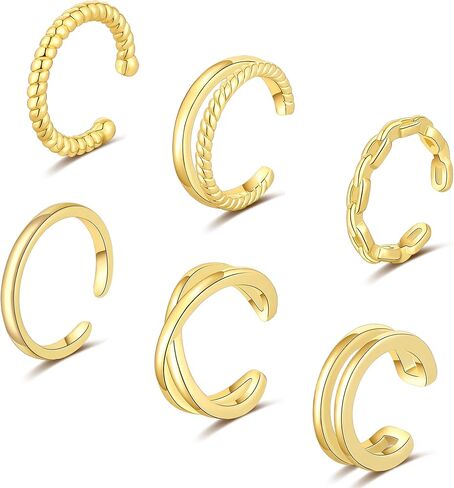 ZOERAY 6 قطع من أقراط الأذن للنساء مطلية بالذهب عيار 14 قيراط بدون ثقب الأذن ومشابك الغضروف أقراط وهمية للفتيات المراهقات هدايا عيد الحب أقراط هدية in Kuwait