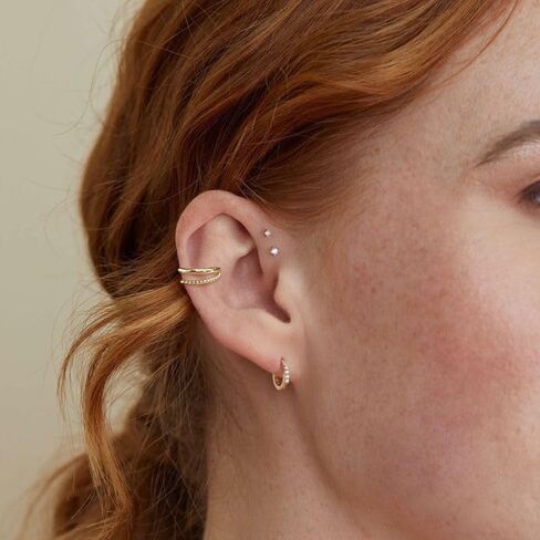 ZOERAY 6 قطع من أقراط الأذن للنساء مطلية بالذهب عيار 14 قيراط بدون ثقب الأذن ومشابك الغضروف أقراط وهمية للفتيات المراهقات هدايا عيد الحب أقراط هدية in Kuwait