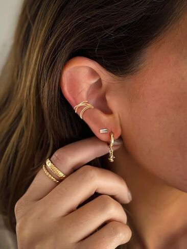 ZOERAY 6 قطع من أقراط الأذن للنساء مطلية بالذهب عيار 14 قيراط بدون ثقب الأذن ومشابك الغضروف أقراط وهمية للفتيات المراهقات هدايا عيد الحب أقراط هدية in Kuwait