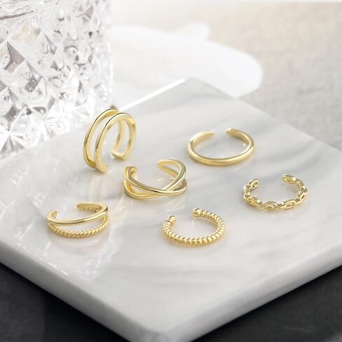 ZOERAY 6 قطع من أقراط الأذن للنساء مطلية بالذهب عيار 14 قيراط بدون ثقب الأذن ومشابك الغضروف أقراط وهمية للفتيات المراهقات هدايا عيد الحب أقراط هدية in Kuwait