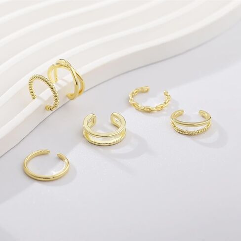 ZOERAY 6 قطع من أقراط الأذن للنساء مطلية بالذهب عيار 14 قيراط بدون ثقب الأذن ومشابك الغضروف أقراط وهمية للفتيات المراهقات هدايا عيد الحب أقراط هدية in Kuwait