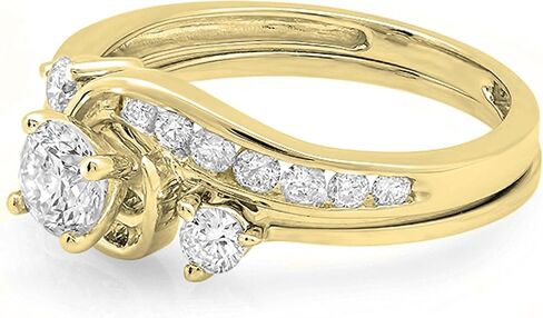 مجموعة Dazzlingrock 0.85 قيراط (ctw) خاتم خطوبة دائري ملتوي من الألماس الأبيض مصنوع من الذهب عيار 10 قيراط in Saudi Arabia
