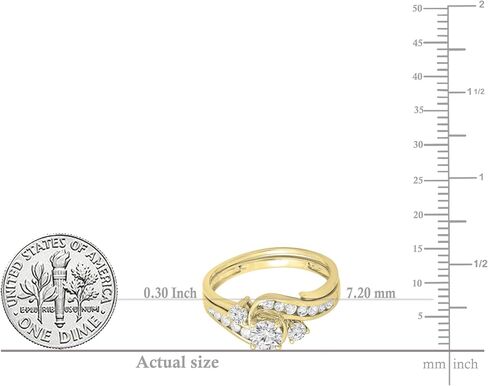 مجموعة Dazzlingrock 0.85 قيراط (ctw) خاتم خطوبة دائري ملتوي من الألماس الأبيض مصنوع من الذهب عيار 10 قيراط in Saudi Arabia