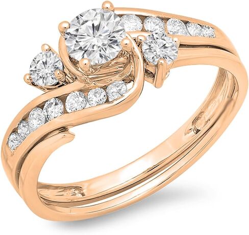 مجموعة Dazzlingrock 0.85 قيراط (ctw) خاتم خطوبة دائري ملتوي من الألماس الأبيض مصنوع من الذهب عيار 10 قيراط in Saudi Arabia