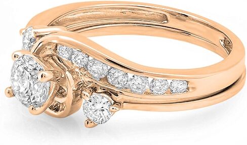 مجموعة Dazzlingrock 0.85 قيراط (ctw) خاتم خطوبة دائري ملتوي من الألماس الأبيض مصنوع من الذهب عيار 10 قيراط in Saudi Arabia