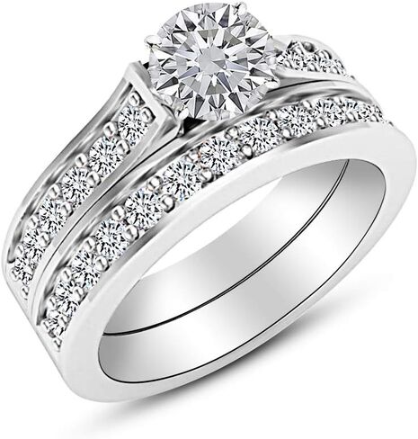 2.5 Carat Lab Grown Synthetic Round Classic Elegant Bridal Set IGI Certified Diamond Engagement Ring (2 Ct, H-I Color, VS1-VS2 Clarity Center) in Saudi Arabia