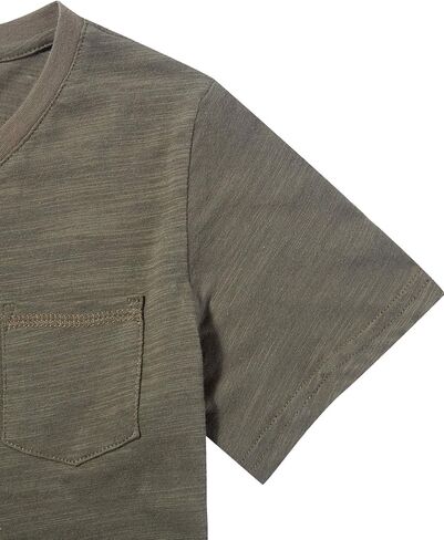 تي شيرت صيفي سادة بأكمام قصيرة وجيب على شكل حرف V من CUNYI للأولاد الصغار in Kuwait