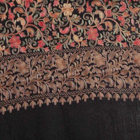زمور كشمير وشاح نسائي ملفوف مع زهرة تطريز هندي - 6376 in Kuwait