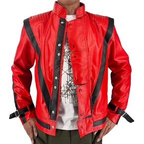 HIMJOK Halloween Red Leather Thriller Jacket for Adults Impersonator -Michael Style XS-3XL in Saudi Arabia