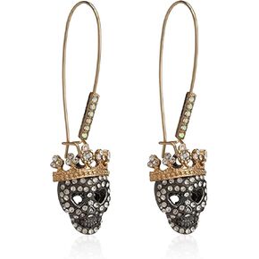 Vavhoo الجمجمة تتدلى أقراط النساء الهيكل العظمي طويل الأذن انخفاض الأقراط مسمار هالوين زي الاكسسوارات القوطي الشرير Dangly الهيب هوب روك الأذن ثقب الجمجمة مجوهرات للنساء الرجال in Kuwait