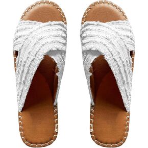 CLEO ESPADRILLE SLIDES، صنادل Cleo Cross - صنادل قماشية ذات قاع مسطح وجزء علوي متقاطع من المطاط in Kuwait
