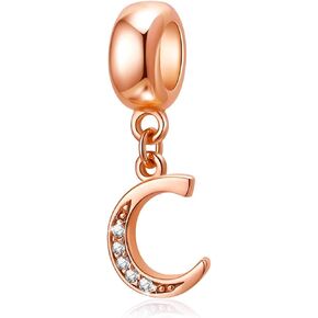 Letter Charms Rose Gold 925 Sterling Silver Alphabet Initial Crystal Dangle Beads fit Pandora Bracelets Mothers Christmas Day Gifts in Kuwait