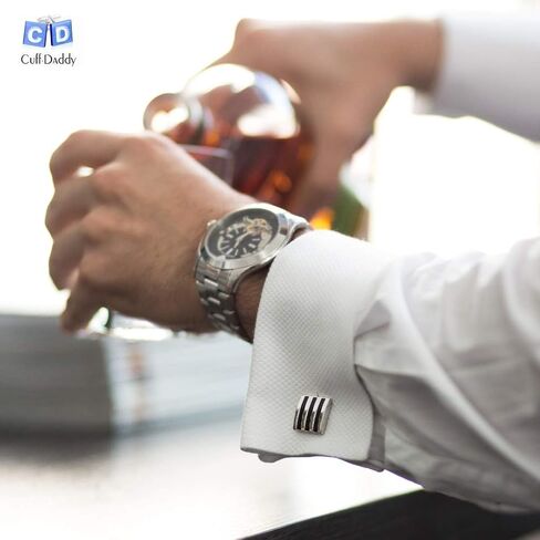 Crystal Cufflinks Gunmetal with Travel Presentation Gift Box in Saudi Arabia